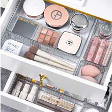 7/10X Drawer Organiser Set Clear Makeup Trays Plastic Desk Drawer Dividers Boxes - VJN0478-10 - View 4