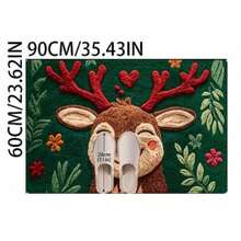 1pc Christmas Reindeer Doormat, Small Rug, Home Decor, Area Rug, Casual Blanket, Bedside Rug, Bedroom Carpet, Washable Rug - Multicolor - View 9