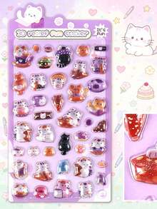 Mini Japanese Style New Cartoon 3D Embossed Stickers, Collage DIY Planner Stationery, Diary Decoration Cute Stickers For Students - Multicolor - View 10
