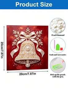 Handmade Pearl Painting Set With Frame, Golden Bell Pattern Design, Full Set Of Hand Tools, Wall Decoration, Christmas Gifts. - A - View 5