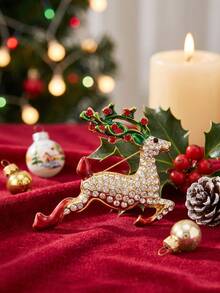 Christmas Rhinestones Brooches For Women Unisex Wear Creativity Holidays Pins Christmas Party Christmas Gift Decoration For Gift Box Christmas Tree - Christmas - View 12