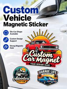 客製化汽車磁性標誌，可個性化 Logo，適用於汽車與卡車，防水設計，為您的商用車輛宣傳，專業印刷與模切 - 彩色 - 查看 1