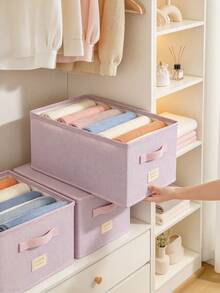 10/1PCSStorage Box,Foldable Rectangular Organizer Bin With Handle, Divided Compartment Clothes Storage Container For Bedroom Closet Large Capacity Foldable Storage Organizer For Bedroom Wardrobe Ideal For Tidying And Arranging Clothes Christmas Gifts - Multicolor - View 9