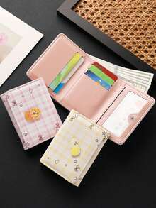 Cartoon Plaid Short Wallet, Women's Trifold Wallet, Puppy Short Wallet ...