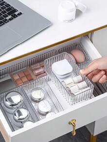 1/4/6/7 buah Sekat yang Dapat Dikombinasikan Secara Bebas, Ideal untuk Makeup dan Perawatan Kulit, Kotak Penyimpanan Multifungsi Laci Rias dengan Tekstur Transparan Bergaris Vertikal, Partisi yang Dapat Dikombinasikan Secara Bebas, Organizer Rias untuk Produk Makeup dan Perawatan Kulit, Akses Rapi dan Nyaman, Kotak Penyimpanan Multifungsi Rumah, Baki Penyimpanan Transparan Bergaris Vertikal - MultiWarna - View 2