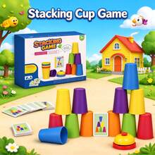 5pcs Colorful Stacking Cups Speed Stacking Competitive Desktop Game Party Interactive Toy Birthday Christmas Easter Party Small Gift Box Holiday Gift Prank Toy 2-Player Battle Casual Educational Toy - Multicolor - View 1