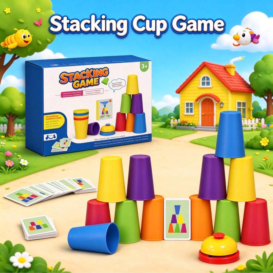 5pcs Colorful Stacking Cups Speed Stacking Competitive Desktop Game Party Interactive Toy Birthday Christmas Easter Party Small Gift Box Holiday Gift Prank Toy 2-Player Battle Casual Educational Toy - Multicolor - View 1