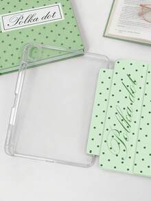 1件薄荷綠波點平板保護殼，可文字客製化/個性化客製，適用於 iPad Mini6/Mini7/10.2/10.5/10.9 (Air4-Air8)/Pro 11/10th Gen/A16/Pro 11 2024 機型，彩繪圖案平板殼，透明壓克力背殼，三折支架，自動休眠/喚醒，內建筆槽，不含筆，部分機型附鏡頭框 - 薄荷綠 - 查看 5