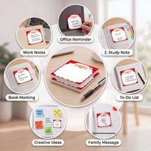 Santa Claus Theme Sticky Notes 4 Packs, Cute Holiday Self-Adhesive Memo Pad, 75x75mm Square Sticky Notes, 200 Sheets Total, Removable Backing, Suitable For Office, Home And Daily Use, Christmas Decoration, Christmas Message - 75*75mm - View 4