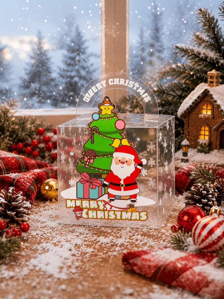 5pcs/Set Christmas Eve Santa Claus Christmas Tree Gift Boxes, Suitable For Holiday Party Favors, New Christmas PET Gift Boxes For New Year And Christmas Packaging - Gift Box - View 1
