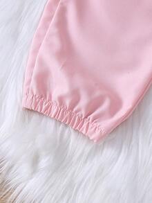 Young Girl Casual Multi-Pocket Cargo Pants With Elastic Waist And Cuffs, Suitable For Summer, Perfect For Outdoor Activities - Pink - View 7