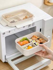 1pc Stackable Lunch Box, 3 Compartments, Large Capacity Bento Box, With Fork And Spoon, Microwave , Leak-Proof Food Container, Suitable For Office Workers, Students And Portable Lunch, Back To School Essential - Multicolor - View 7