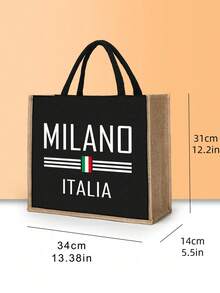 亞麻托特包套組，包含一個印有「Milan, Italy」的托特包和一個印有字母與花卉圖案的小收納袋，個性化禮品包裝，大包和小包組合，適合婚禮、生日、海灘、假期等場合，送給女性、母親、老師、朋友、伴娘、學生的完美禮物，也適合返校季 - 彩色 - 查看 13