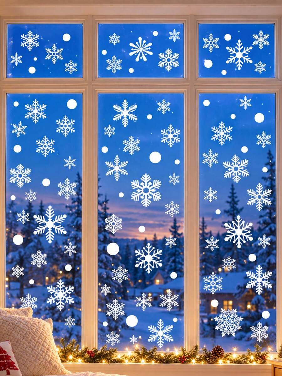 Christmas Snowflake Window Clings,White Snowflake Static Window ...