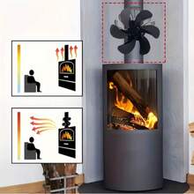 Heat Powered Stove Fan For Chimney Pipe No Electricity Fireplace Fan - one-size - View 2