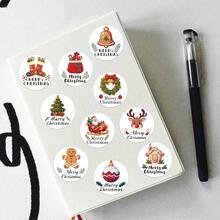 Gift Box Packaging Bag Tape Sticker, Pattern Festival Party Gift Decoration Label, Christmas Holiday Happy Celebration Decoration Label Sticker, Holiday Decoration Gift Series Sticker, Christmas Roll Sticker Daily Decoration Gift Series Sticker Label - Multicolor - View 5