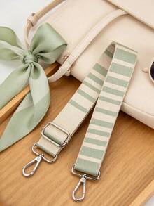 Wide Strap Replacement Bag Strap, Striped Adjustable Crossbody Bag Strap - Mint Green - View 4