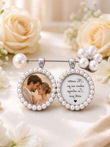 Personalized Wedding Bouquet Charm Pendant, Custom Photo Keepsake Locket For Bride, 1–2 Photo Memory Jewelry Gift - Multicolor - View 8
