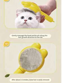 1pc Cat Deshedding Comb, Bath Massage Cat Brush, Floating Hair Rabbit Comb, Tangle Detangling Cat Comb - Multicolor - View 3
