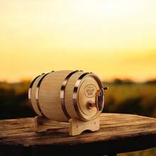 Wooden Barrel Drink Dispenser 0.8L – Decorative Beverage Barrel With Tap And Stand For Home Bar And Parties - View 1
