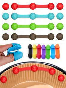 Air Fryer Parchment Paper Clip & Anti‑Scald Finger Clips,Silicone Air Fryer Accessories,Magnetic Mounting Clip,Heat-Insulating Anti-Scald Finger Caps,Heat‑Resistant Reusable Kitchen Cooking Baking Tools,Must-Have For Kitchen And Baking Enthusiasts - Multicolor - View 4