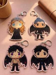 1pc/4Pcs The Night Court Bat Boys & Feyre Crylic Keychains, Book‑Tok Fantasy Backpack Charms, Book Lover Collectible Gifts - Multicolor - View 3