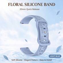 Tali Jam Tangan Silikon Berukir Bunga 18mm 20mm, Tali Jam Tangan Pengganti Kompatibel dengan Watch & Watch, Tali Pergelangan Tangan Lembut - MultiWarna - View 13