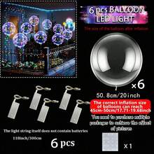 12个/24个（6个/12个气球+6个/12个灯串）发光LED透明泡泡球，配3米LED灯串和20英寸泡泡球（不含电池），派对灯光套装包含气球、胶点，适用于生日装饰、房间装饰、婚礼、情人节、母亲节、2026毕业派对、节日氛围装饰。 - 燈串 - 查看 16
