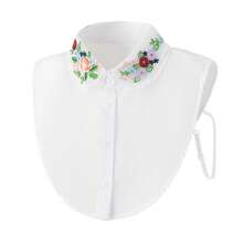 1pc Women's Fashion Embroidered Colorful Floral Collar Detachable Fake Collar, Versatile Decorative Collar For Sweatshirt, Sweatshirt, Blouse - Multicolor - View 3