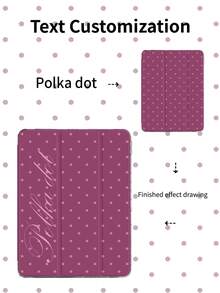 1pc Raspberry Red Polka Dot Tablet Case With Custom Text/Personalized Text, Compatible With IPad Mini6/Mini7/10.2/10.5/10.9 (Air4-Air8)/Pro 11/10th Gen/A16/Pro 11 2024, Painted Pattern Tablet Case With Transparent Acrylic Back Shell, Tri-Fold Stand, Auto Sleep/Wake, Built-In Pen Slot, Pen Not Included, Some Models With Camera Frame - Raspberry Red - View 7