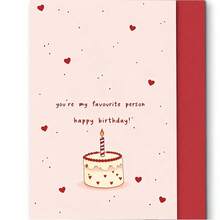 1PC (Envelope And Card) Cute Heart Pattern Birthday Greeting Card, "You Are My Favorite Happy Birthday!", Sweet Cake Illustration, Perfect For Your Loved One, High-Quality Paper, Red Or Yellow Envelope Optional, Creative Greeting Card - View 4