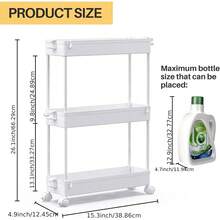 3-Tier Mobile Storage Rack, Bathroom Storage Cart, Kitchen & Narrow Space Multi-Function Cart, Slim Rolling Storage Cart, Suitable For Laundry Room Organization, Christmas - Multicolor - View 7