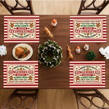 2Pcs Farmhouse Christmas Placemats Red White Stripe Gingerbread Bakery Gingerbread Man Letter Print Rectangular Table Mats Winter Holiday Dining Table Decoration For Xmas Home Party - Red and White - View 10
