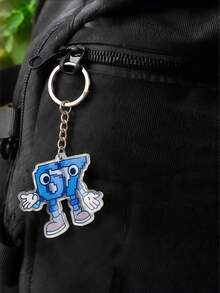 1pc Cute Blue Cartoon Keychain, Kawaii Acrylic Keychain, Fun Character Charm For Backpack, Wallet, Keys And Gifts, Fashionable Daily Accessory, Best Christmas Gift, Almost Sold Out - A - View 4