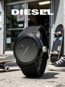 Diesel Men's Black Quartz Watch, Round Dial Wristwatch, Bold , Silicone Strap, Casual Everyday Watch, DZ1437 - Black - View 4