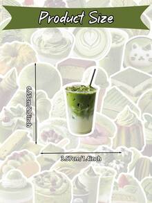 50pcs Matcha Dessert Stickers, Waterproof Vinyl Stickers, Suitable For Water Bottles, Laptops, Scrapbooks, Planner DIY Decoration - Multicolor - View 2