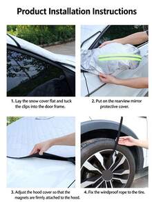 1 Set Thickened Car Windshield Snow Cover, Dual-Use Windshield Sunshade, Snow And Sun Protection, All-Weather Wind And Frost Protection, Save Morning Snow Scraping Time, Comes With Dedicated Storage Bag, Car Accessories - Snow Guard - View 8