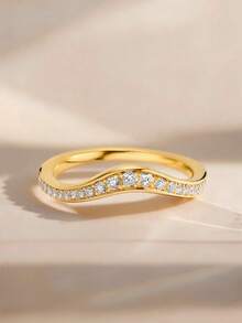 2pcs/Set 18K Gold Plated Luxury Oval Main Stone Ring, Round Side Diamond Ring, Teardrop Stackable Ring Set, Exquisite Holiday Party Gift For Women - Yellow Gold - View 23