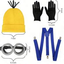 Women's Halloween Costume Set, 5-Piece Adult Role Play Outfit, Includes Yellow Knit Hat, Goggles, Party Costume Set - Cosplay - View 3