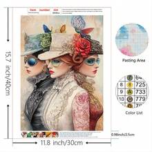 Adult Diamond Art Painting Kit, Vintage Women Full Round Diamond Painting, DIY Handmade Set (Frameless, Multiple Sizes) - round diamond - View 5