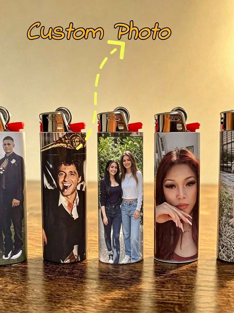 New Customized Stickers, Personalized Lighter Packaging Stickers, (Lighter Not Included) Personalized Pocket Lighter Decoration, Customized Lighter Advertising, Promotional Gift Customization, Can Print Logo And Slogan, Suitable As A Gift (Lighter Not Included), Christmas Gift - Multicolor - View 1