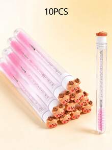 Christmas Individual Eyelash Brush, For Eyebrow Grooming And Eyelash Styling, With Cartoon Santa Claus And Reindeer Design. Eyebrow Comb And Makeup Eyelash Tool. - Multicolor - View 11