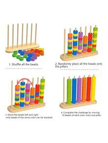 Bead Column Color Matching Educational Toy, Focus And Matching Training, Enhance Logic And Spatial Perception, Parent-Child Interactive Toy - Multicolor - View 4