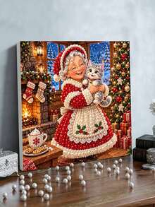 Handmade Pearl Painting Set With Frame, Christmas Penguin Pattern Design, Full Set Of Hand Tools, Wall Decoration, Christmas Gifts. - A - View 4