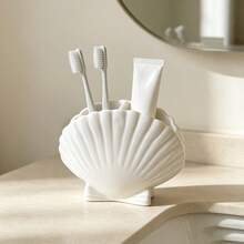 1Pc Multi-Functional Shell Toothbrush Holder, Drainage Quick Dry Countertop Toothbrush Organizer,Creative Conch Shape Toothpaste Storage Rack,Bathroom Vanity Organizer For Toothbrush Toothpaste Razor,Space Saving Bathroom Storage, Cute Bathroom Decor - Multicolor - View 10