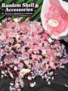 Ocean Theme DIY Handmade Beads & Decorative Elements, Mixed Color Shells, Pearl Pendants, Crystal Beads & Rhinestones, Mermaid Jewelry Making Materials, Resin Art, Scrapbooking & DIY Decorative Accessories - Multicolor - View 2