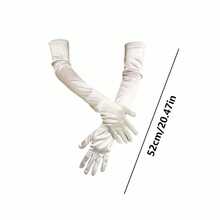 1 Pair Champagne Long Bridal Gloves, Evening Dress Accessory, Satin Elbow Length, Suitable For Wedding, Evening Party - Multicolor - View 7
