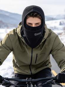 1pc 12 Zodiac Winter Thick Warm Face Mask Hat - Elastic Drawstring Design,Suitable For Cycling, Skiing And Other Outdoor Sports, Fleece Ear-Covering - Black - View 4
