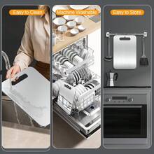 Talenan Dapur Tiga Bagian dari Titanium Murni, Set Talenan Dua Sisi, Talenan Besar Multifungsi, Mudah Dibersihkan, Tidak Menggores, Dapat Dicuci di Mesin Pencuci Piring, Cocok untuk Dapur, Restoran, dan Berkemah - Perak - View 4