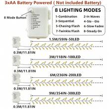 Battery Powered LED Fireworks String Lights, 8 Flashing Modes, Perfect For Christmas Tree, Wedding, Valentine's Day Decoration, Optional 50/100/200/300 LED, Light Strip, Batteries Not Included - 8-function Battery-powered Firecracker Lights - View 7